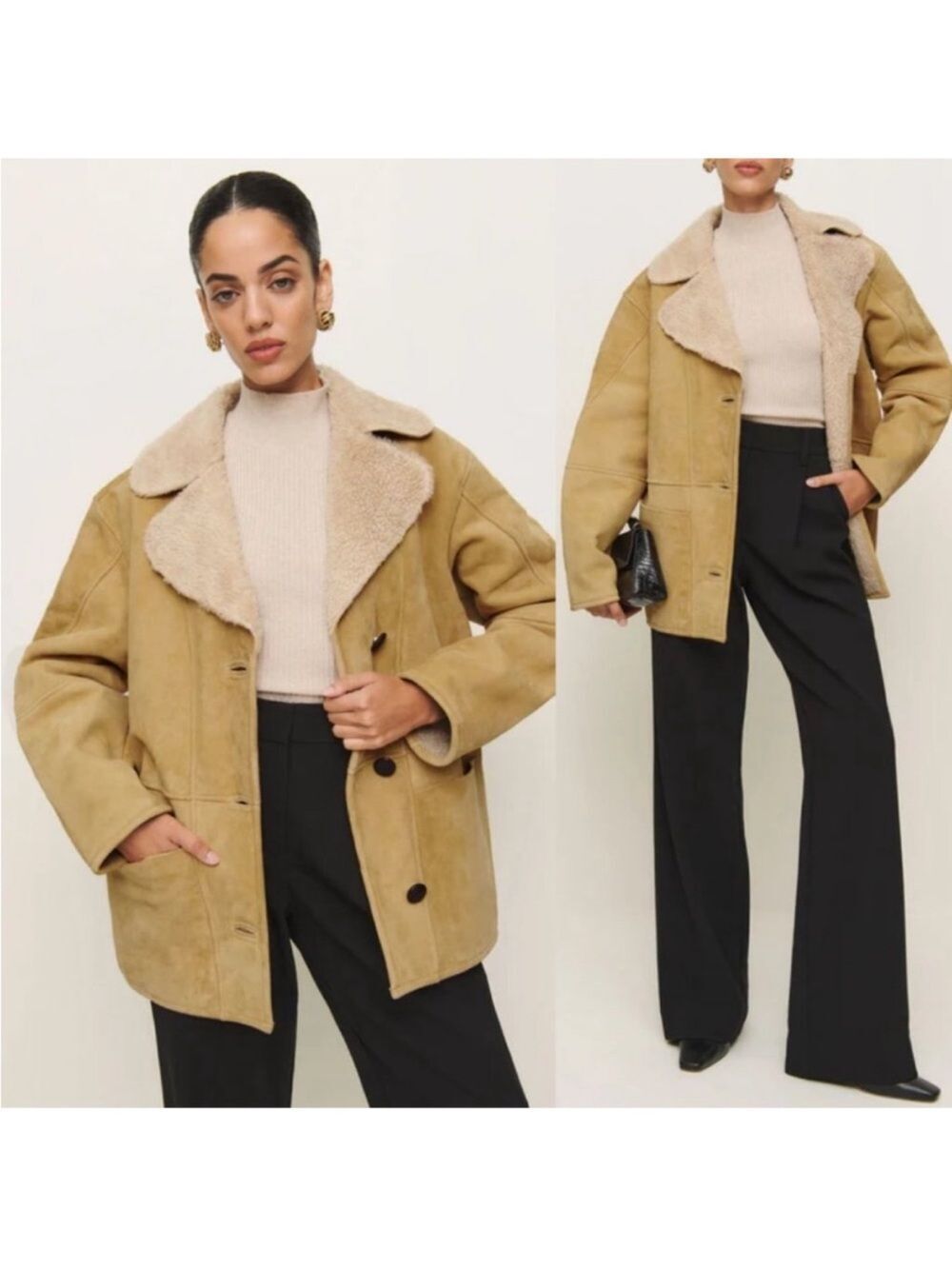 Reformation Luca Suede shearling Veda Jacket